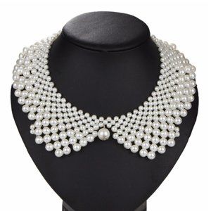 Handmade Pearl Choker Collar Necklace